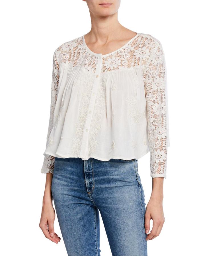 Grand Cayman Lace Cropped Blouse