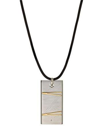 Stainless Steel Flash Pendant Necklace W/ Diamond
