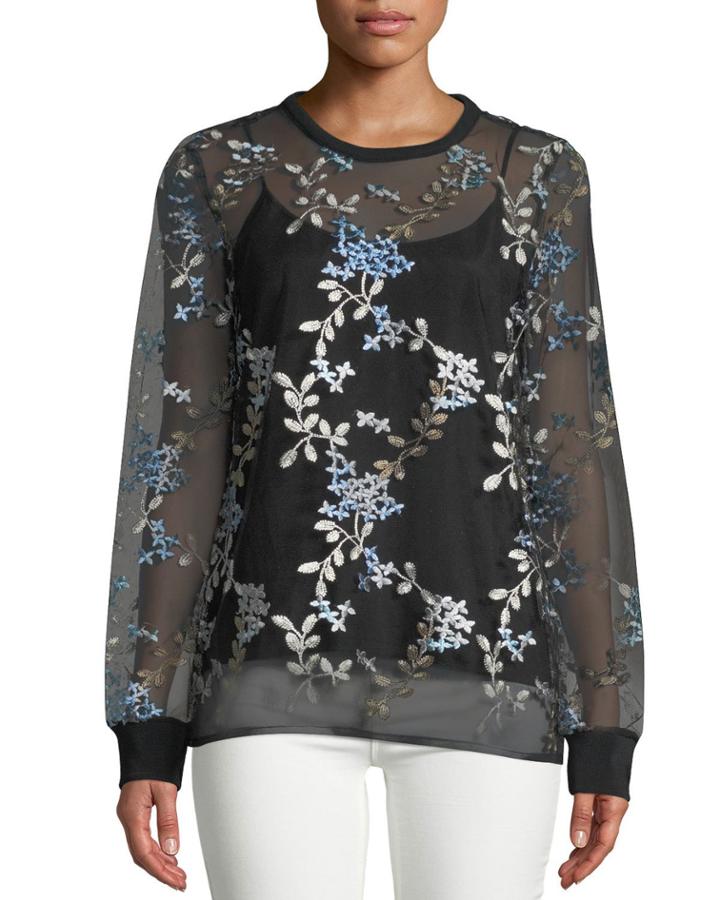 Val Floral-embroidered Top