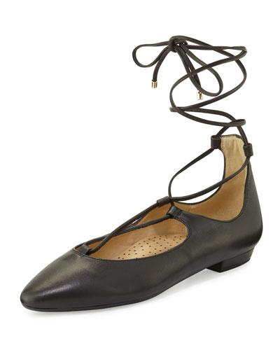 Gerry Leather Lace-up Flat, Black