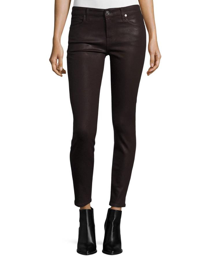 The Ankle Skinny Coated Jeans, Plum