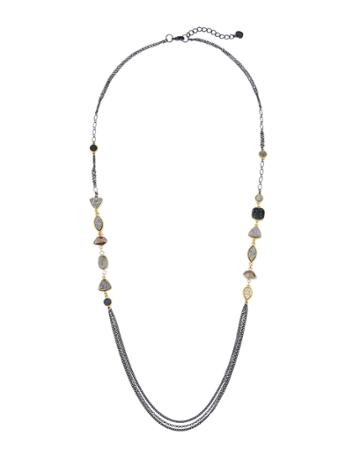 Long Multi-chain Side-bead Necklace,