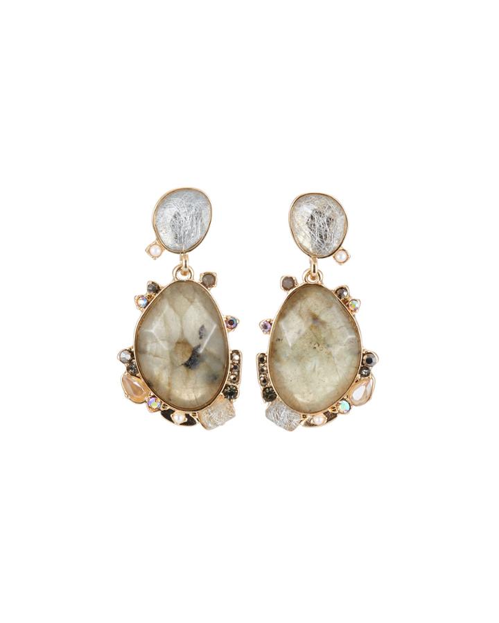 Mixed-stone Drop Earrings
