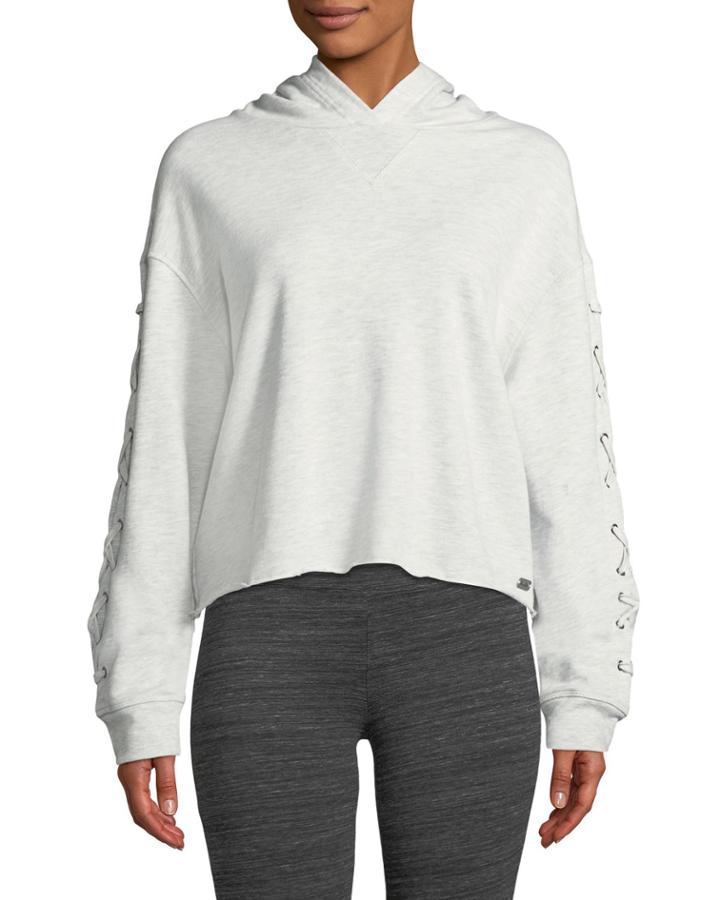 Lace-up Sleeve Terry Hoodie