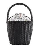 Lily Woven Leather Top-handle Basket Bag