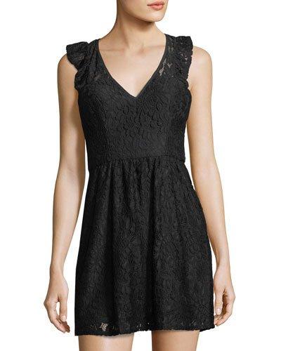 Flutter-sleeve V-neck