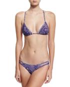 Henna Blues Triangle Swim Top, Blue Pattern