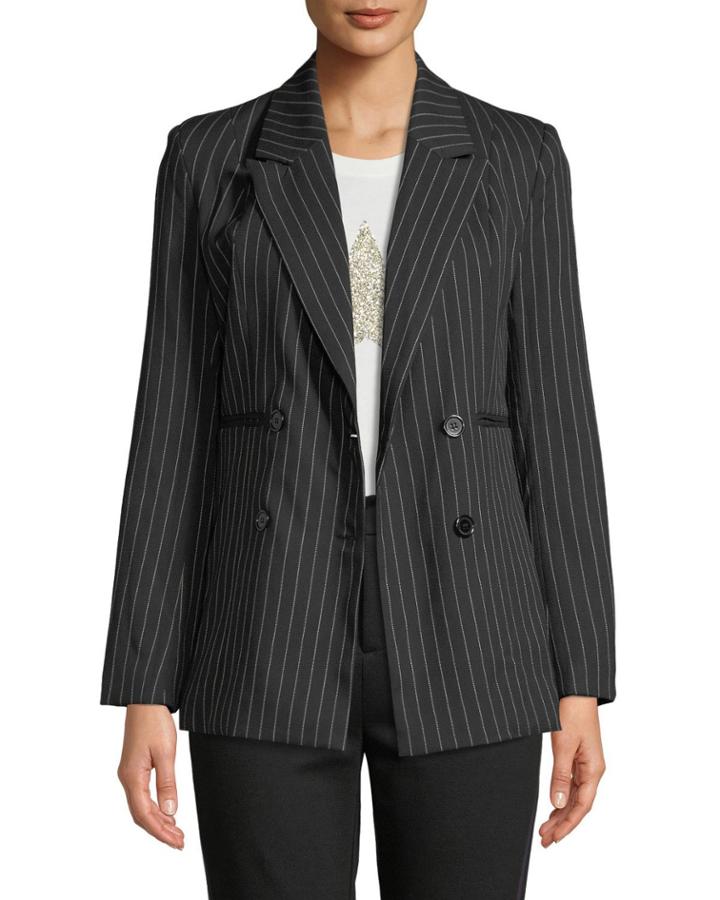 Pinstriped Double-breasted Blazer