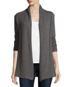 Cashmere Basic Open-front Cardigan, Gray