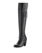 Jenny Over-the-knee Leather Boot, Black