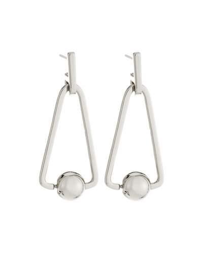 Rhodium-tone Large Triangular Bead Drop Earrings