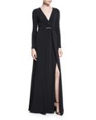 Long-sleeve Twisted-front Jersey Gown