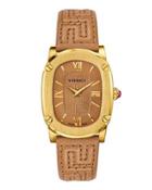 30mm Couture Oval Watch W/ Leather Strap, Golden/brown