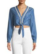 Carmine Tie-front Chambray Blouse