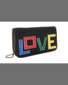 Micro Janis Rainbow Love Clutch Bag, Black/rainbow