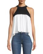 Colorblocked Draped Halter Blouse