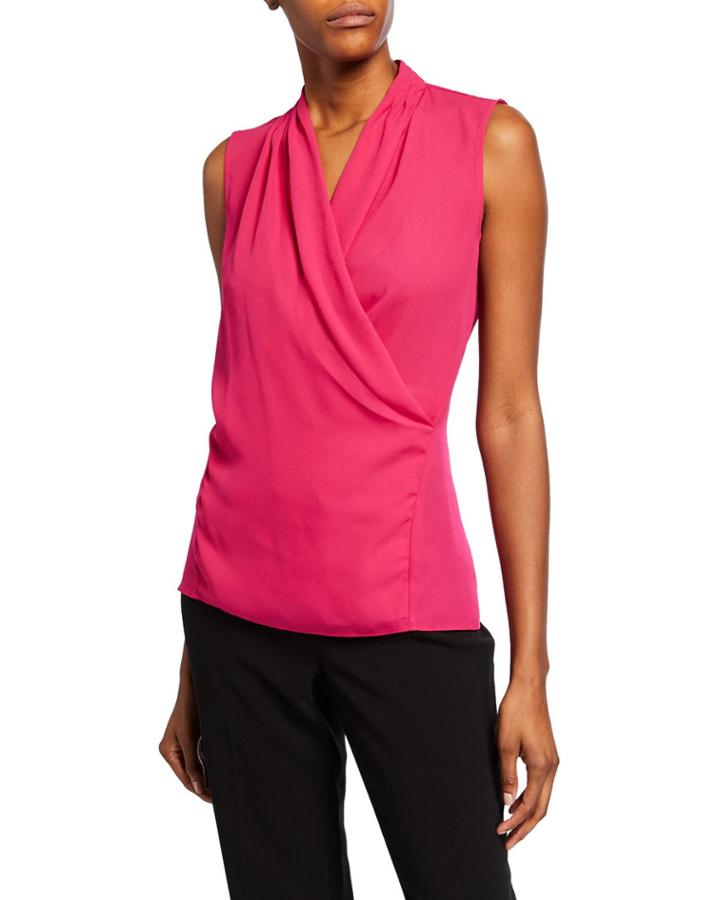 Cross-front Sleeveless Blouse