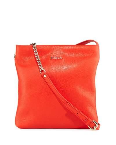 Julia Leather Crossbody Bag With Chain Handles, Arancio