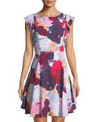 Ruffle-shoulder A-line Dress