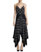 Scarf-hem Silk Midi Dress, Blue