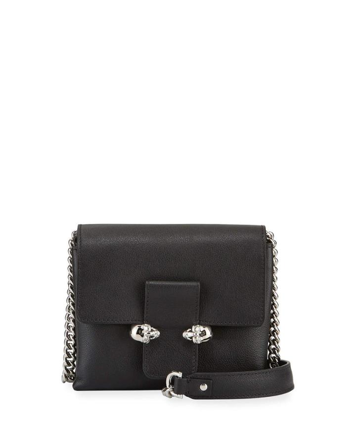 Small Twin Skull Leather Crossbody Bag