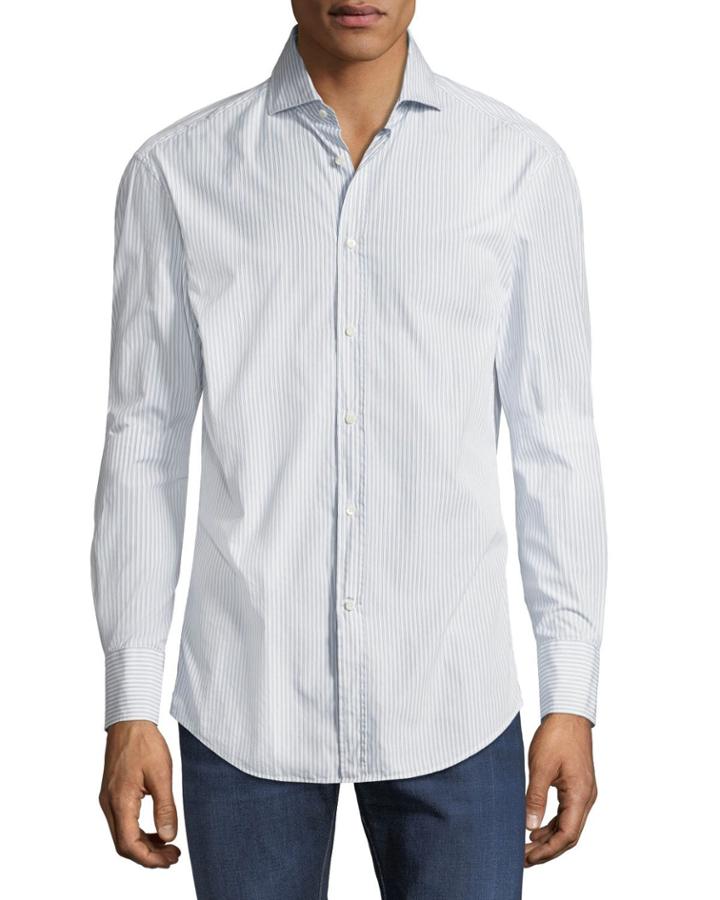 Men's Slim-fit Double-stripe Sport Shirt,