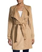 Faux-suede Belted Trench