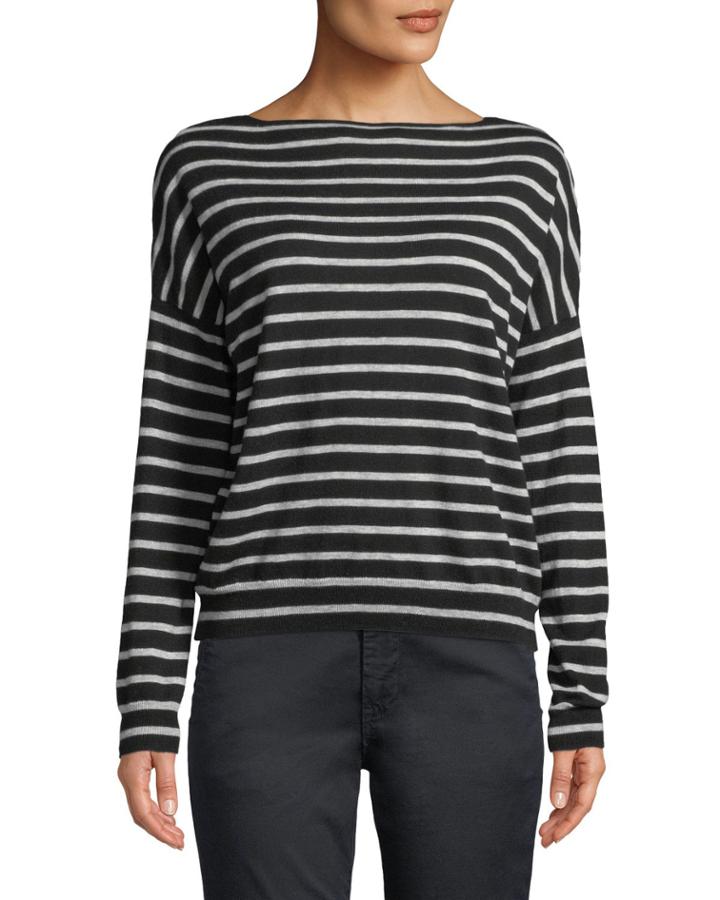 Skinny-stripe Boat-neck Merino Wool