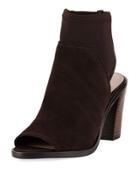 Kleo Open-toe Suede Bootie, Dark Brown