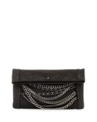 Domino Chain Leather Clutch Bag, Black