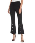Pearly-trim Flared-hem Cropped Pants