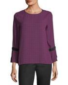 Mayfair Geo-print Bell-sleeve Blouse