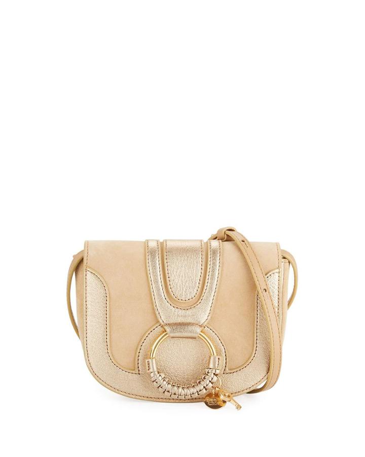 Hana Mini Leather Shoulder Bag, Beige