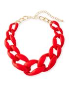 Graduated Resin Link Necklace, Red