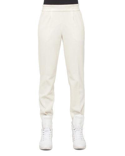 Wool-blend Jogger Pants, White Pepper
