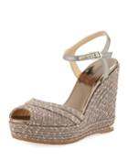 Perla Metallic Fabric Platform Espadrille