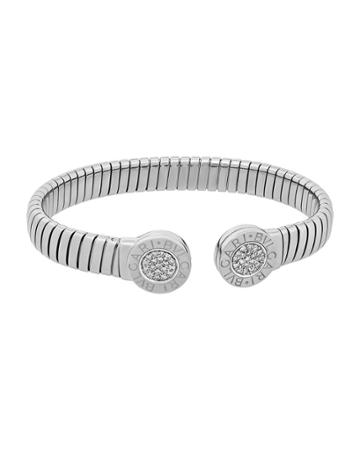 Estate Stainless Steel Tubogas Open Expandable Diamond Bracelet