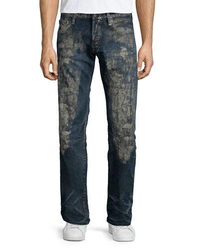 Barracuda Distress-washed Denim Jeans, Dark Blue