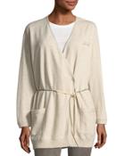 Cashmere Monili Bead-sash Cardigan