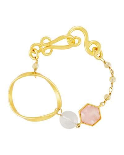 Organic 24k Gold-dipped Rose Quartz Bracelet