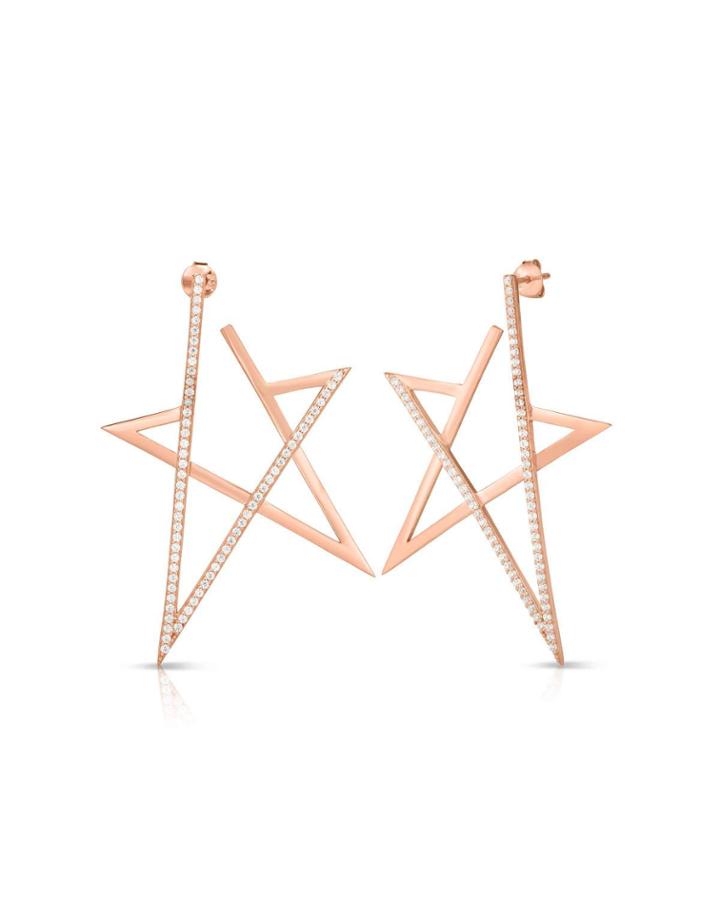 Rose Gold-plated V-star Earrings