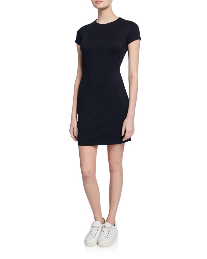 Delos Crewneck Short-sleeve Tie-back Dress W/ Cutouts