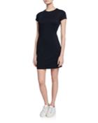 Delos Crewneck Short-sleeve Tie-back Dress W/ Cutouts