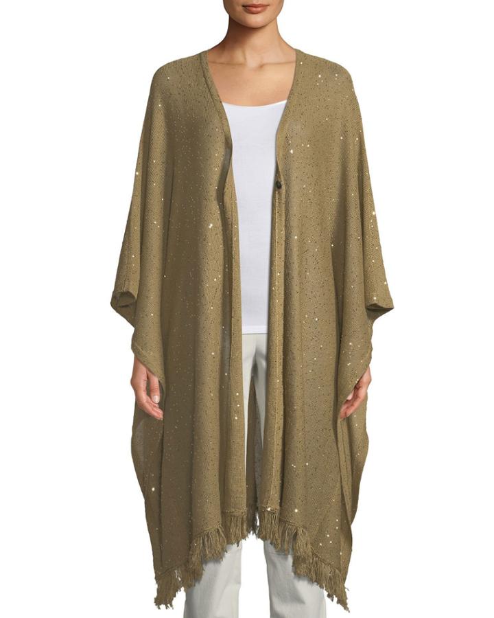 Shimmer-knit Duster Poncho
