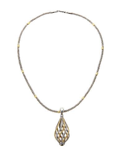 Soiree Large Two-tone Teardrop Pendant Necklace