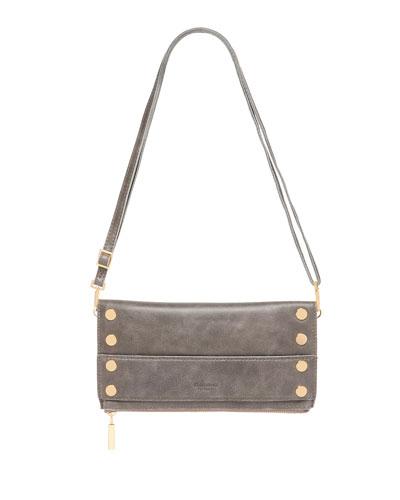 Ryan Leather Studded Shoulder Bag, Pewter