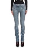Straight-leg Biker Denim Pants