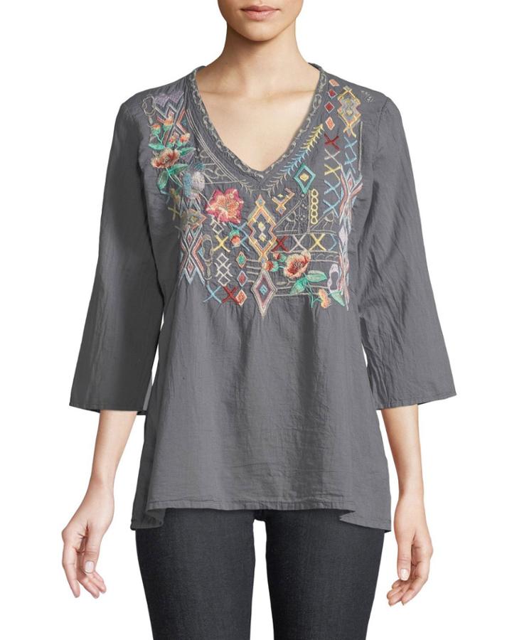 Seeroon Embroidered V-neck Top