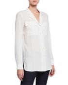 Maximina Sandwashed Button-down Blouse With Notch Collar