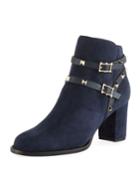 Rockstud Suede 100mm Chunky-heel Booties